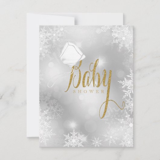 Gold Snowflake Baby shower RSVP Kaartje (Voorkant)