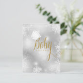 Gold Snowflake Baby shower RSVP Kaartje (Staand voorkant)