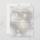 Gold Snowflake Baby shower RSVP Kaartje (Achterkant)