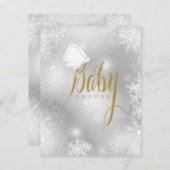 Gold Snowflake Baby shower RSVP Kaartje (Voorkant / Achterkant)