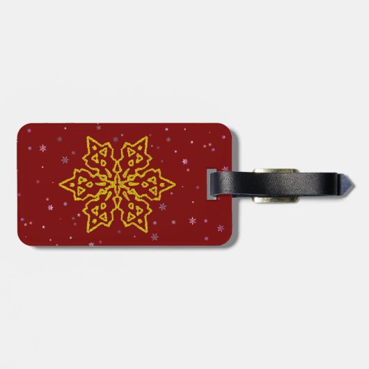 Gold Snowflake Bagagelabel (Achterkant horizontaal)