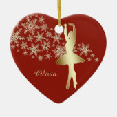 Gold Snowflake Ballerina Red persoonlijke Keramisch Ornament (Voorkant)
