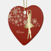 Gold Snowflake Ballerina Red persoonlijke Keramisch Ornament (Links)