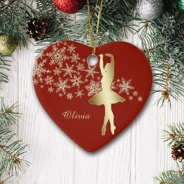 Gold Snowflake Ballerina Red persoonlijke Keramisch Ornament