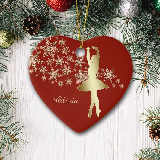 Gold Snowflake Ballerina Red persoonlijke Keramisch Ornament