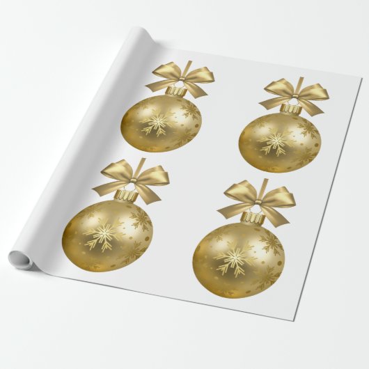 Gold Snowflake Bauble Ornament Cadeaupapier (Uitgerold)