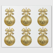 Gold Snowflake Bauble Ornament Wrapping Paper Cadeaupapier (Vlak)