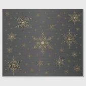 Gold Snowflake Black Metallic Cadeaupapier (Vlak)