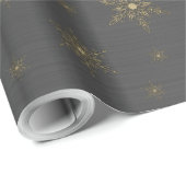 Gold Snowflake Black Metallic Cadeaupapier (Rol Hoek)