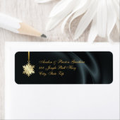 Gold Snowflake Black Silk Holiday Adresetiketten Etiket (Insitu)