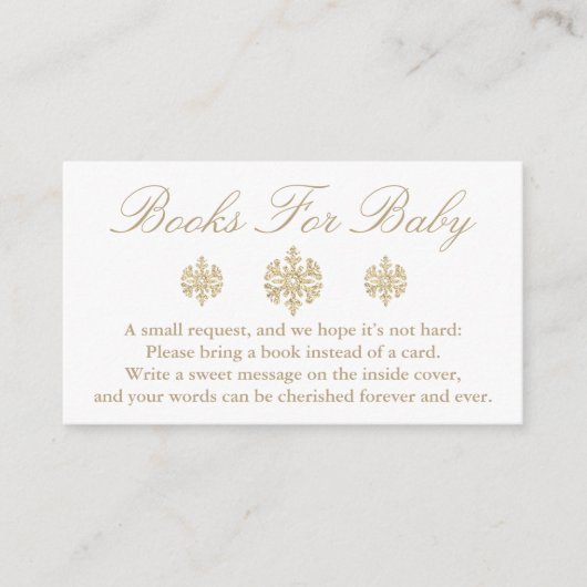 Gold Snowflake Books voor Baby Informatiekaartje (Voorkant)