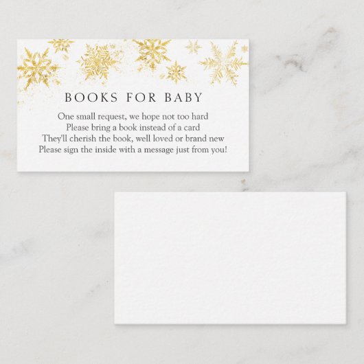 Gold Snowflake Books voor Baby-invoegkaart Informatiekaartje (Voorkant / Achterkant)
