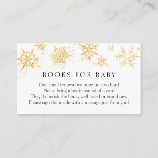 Gold Snowflake Books voor Baby-invoegkaart Informatiekaartje (Voorkant)