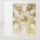 Gold Snowflake Briefpapier (Voorkant / Achterkant)