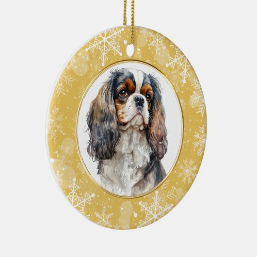 Gold Snowflake Cavalier King Charles Spaniel Keramisch Ornament (Rechts)