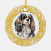 Gold Snowflake Cavalier King Charles Spaniel Keramisch Ornament (Voorkant)