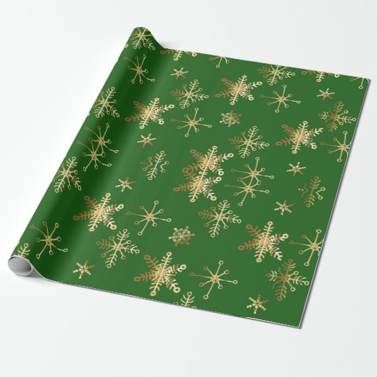 Gold Snowflake Christmas Cadeaupapier (Uitgerold)