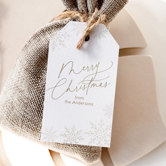 Gold Snowflake Christmas Holiday Cadeaulabel