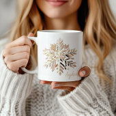 Gold Snowflake Christmas Mug | Custom name Koffiemok