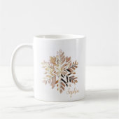 Gold Snowflake Christmas Mug | Custom name Koffiemok (Links)