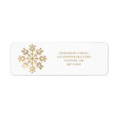 Gold Snowflake Christmas Return Address Label (Voorkant)