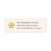 Gold Snowflake Christmas Return Address Label (Voorkant)