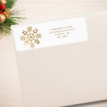 Gold Snowflake Christmas Return Address Label<br><div class="desc">Gouden sneeuwvlok Kerstmis retour adres label. Gemakkelijk om de tekst te veranderen.</div>