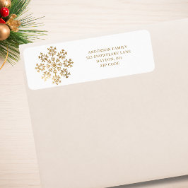 Gold Snowflake Christmas Return Address Label