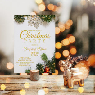 Gold Snowflake Corporate kerstfeestje Kaart