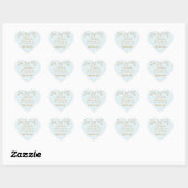 Gold Snowflake Crystals op Frosty Blue - Kerstmis Hart Sticker (Vel)