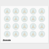 Gold Snowflake Crystals op Frosty Blue - Kerstmis Ronde Sticker (Vel)