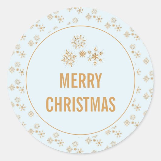 Gold Snowflake Crystals op Frosty Blue - Kerstmis Ronde Sticker (Voorkant)
