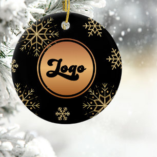 Gold Snowflake Custom Logo Bedrijfsactiviteiten Keramisch Ornament