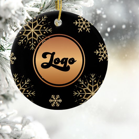 Gold Snowflake Custom Logo Bedrijfsactiviteiten Keramisch Ornament