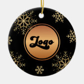 Gold Snowflake Custom Logo Bedrijfsactiviteiten Keramisch Ornament (Voorkant)