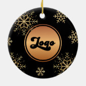 Gold Snowflake Custom Logo Bedrijfsactiviteiten Keramisch Ornament (Achterkant)