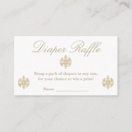 Gold Snowflake Diaper Raffle Informatiekaartje
