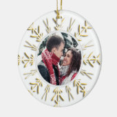 Gold Snowflake eerste kerstfoto Keramisch Ornament (Links)