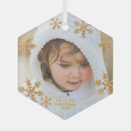 Gold Snowflake Elegant-minimalistische foto Glas Ornament