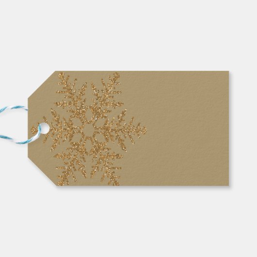 Gold Snowflake Glitter Bling Cadeaulabel (Achterkant Horizontaal)