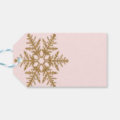 Gold Snowflake Glitter Blush Pink Cadeaulabel (Achterkant Horizontaal)