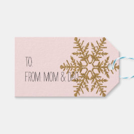 Gold Snowflake Glitter Blush Pink Cadeaulabel