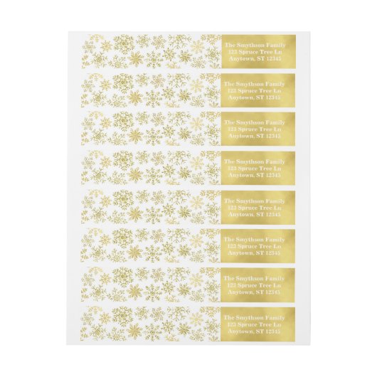 Gold Snowflake Glitter en Foil Adresetiketten Omwikkelbaar Adreslabel (Vel)