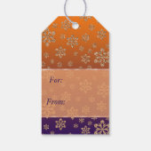 Gold Snowflake gradiënt Blue Oranje Kerstmis Cadeaulabel (Achterkant)