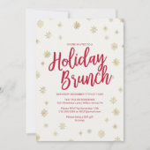 Gold Snowflake Holiday Brunch Kaart (Voorkant)