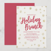 Gold Snowflake Holiday Brunch Kaart (Voorkant / Achterkant)