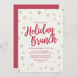 Gold Snowflake Holiday Brunch Kaart