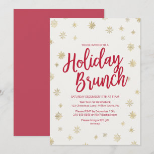 Gold Snowflake Holiday Brunch Kaart