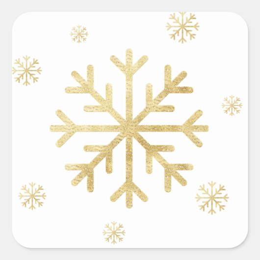 Gold Snowflake Holiday  kerst Vierkante Sticker (Voorkant)