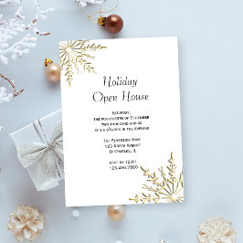 Gold Snowflake Holiday Open House Uitnodiging